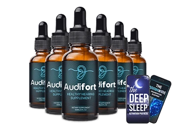 Audifort hearing health supplement bottles
